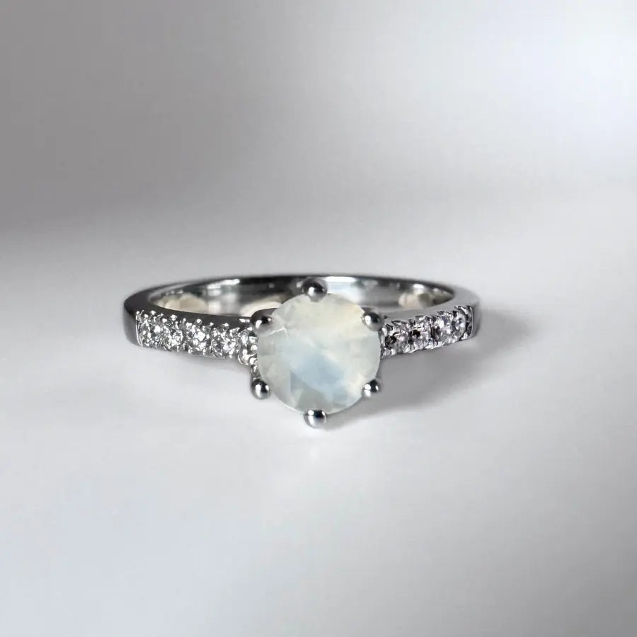 Bague pierre de lune argent 925 – Lueur Solitaire Séléne Céleste