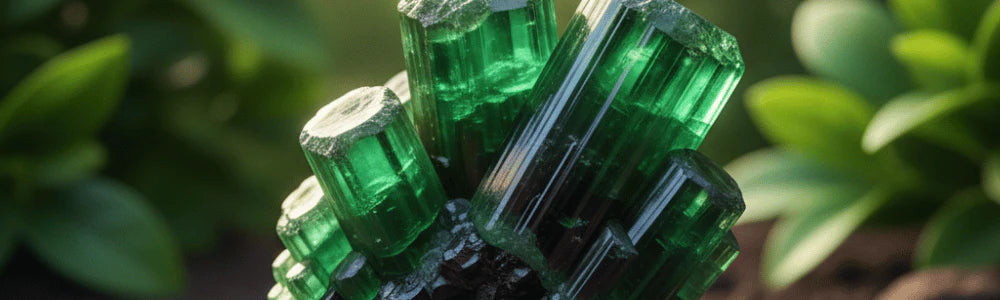 tourmaline verte naturelle brute aux reflets émeraude – pierre d’équilibre et de guérison
