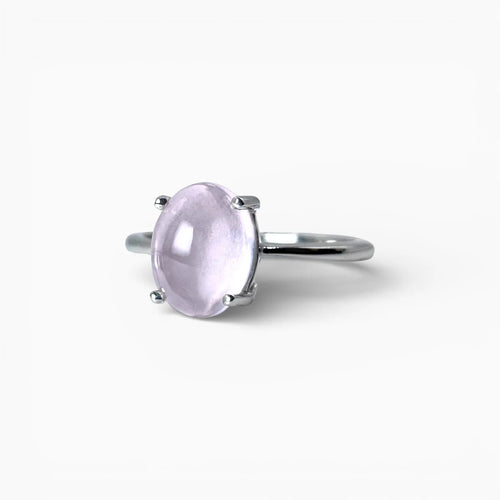 Bague Quartz Rose & Argent 925 – Aura Rose, vue principale sur fond blanc