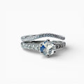 Duo bagues argent femme et pierre de lune véritable - Modèle Étreinte Lunaire Séléne Céleste
