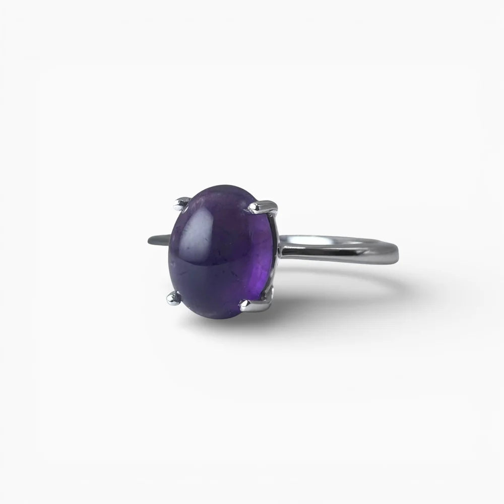 Bague Améthyste & Argent 925 – Aura Violette, vue principale sur fond blanc