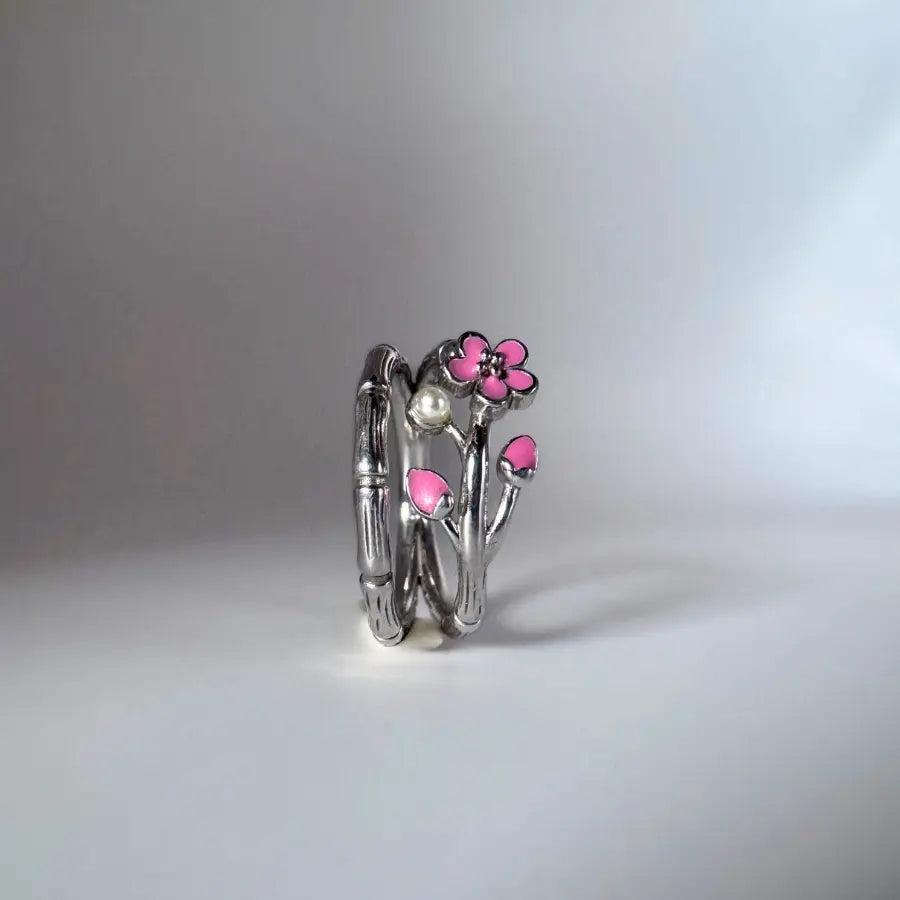 bague fleur rose - bague fantaisie pour femme