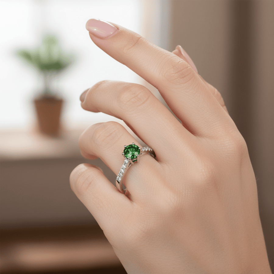 Bague Argent | Émeraude d'Éos