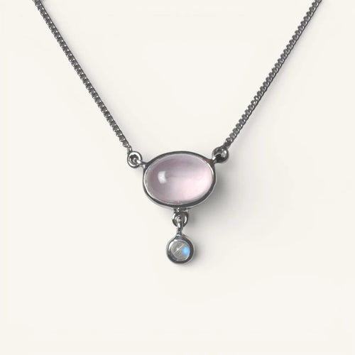 Collier quartz rose en argent 925